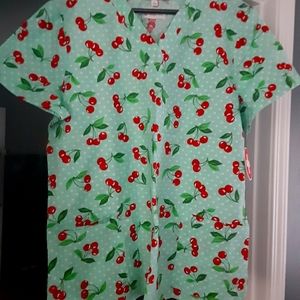 *Final drop* Cherry print scrub shirt!